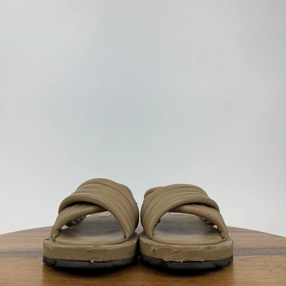 Womens Reiss Blair Beige Leather Comfort Causal Slides Sandals Size 7 M‎